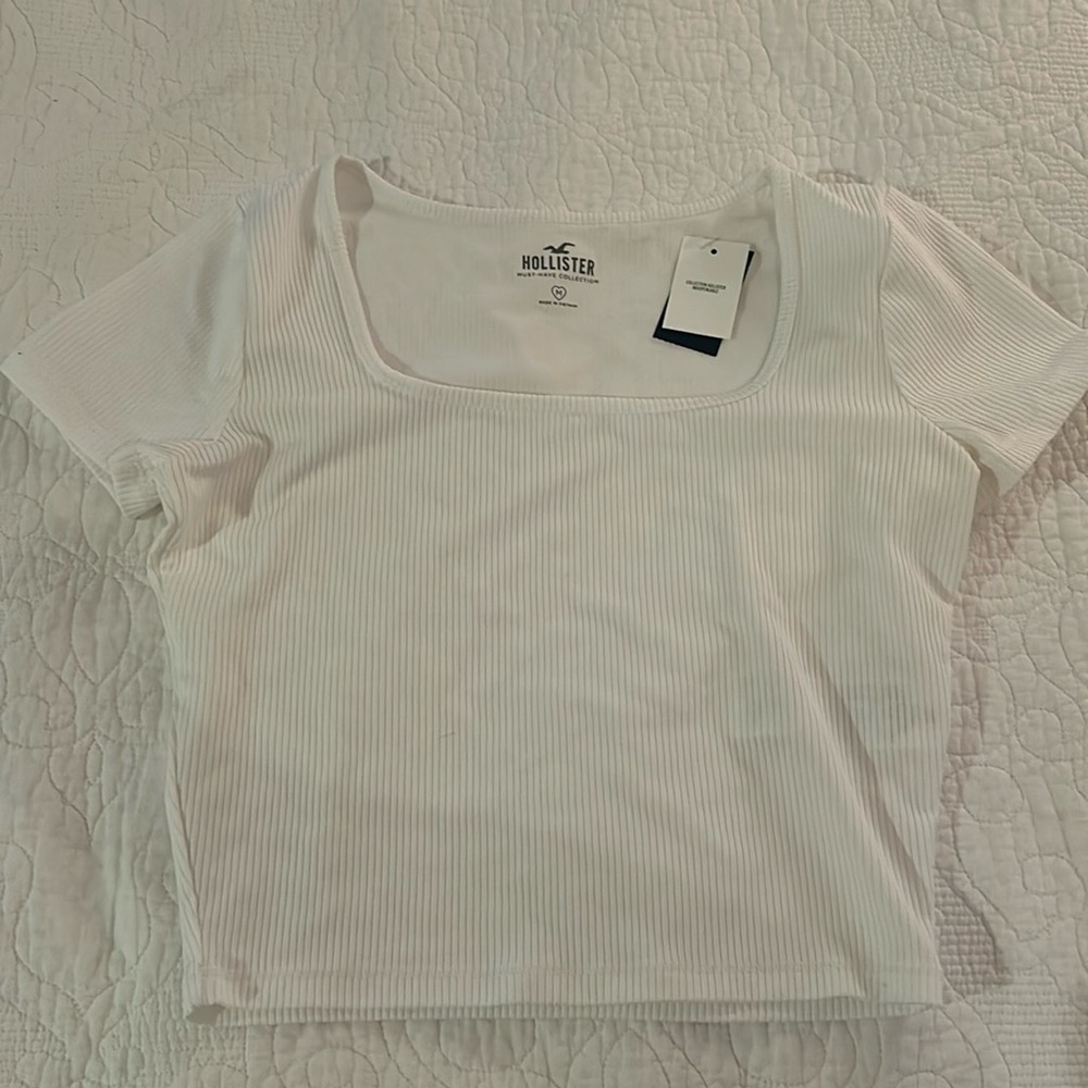 Hollister White Cropped Fitted Top